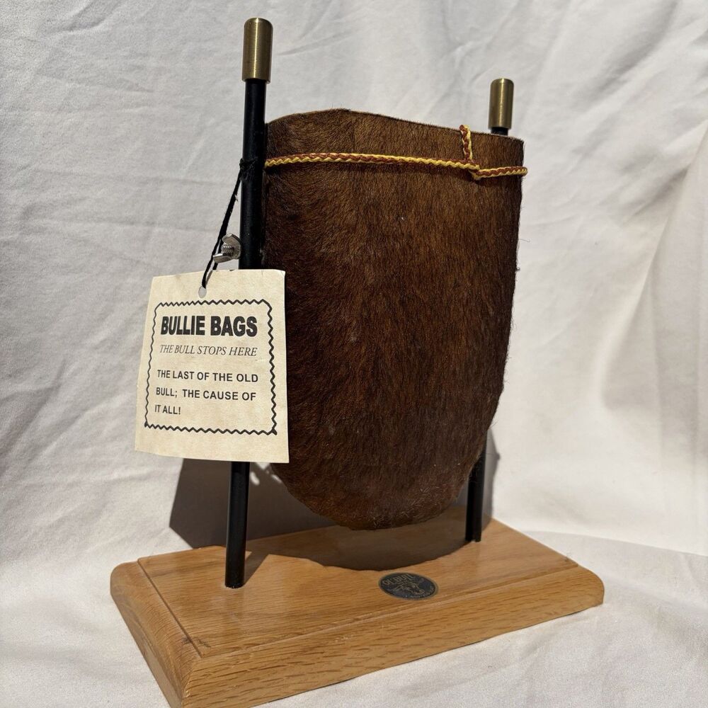 VTG Bullie Bag Mounted Bull Ball Sack Scrotum Trinket Holder Vase “Saco De Toro”